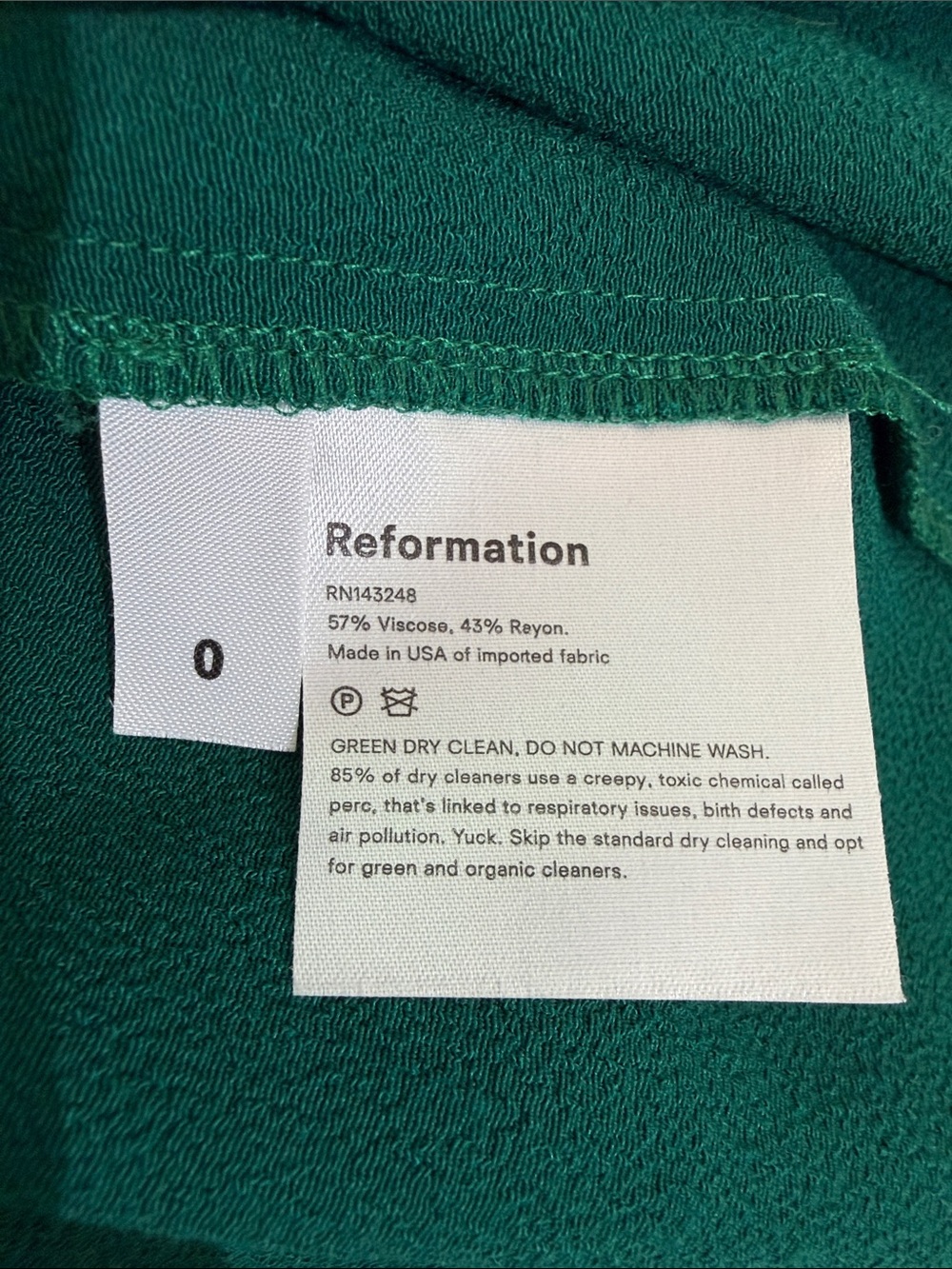 Reformation Jumpsuit Size 0 Emerald Green Smocked Back - Picture 12 of 12